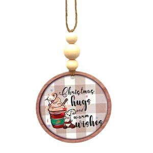 Gnome with Latte Christmas Hugs and Warm Wishes Holiday Ornament Metal